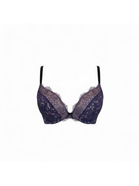 Victoria Secret Dream Angels push up underwire lace black purple bra size 36C